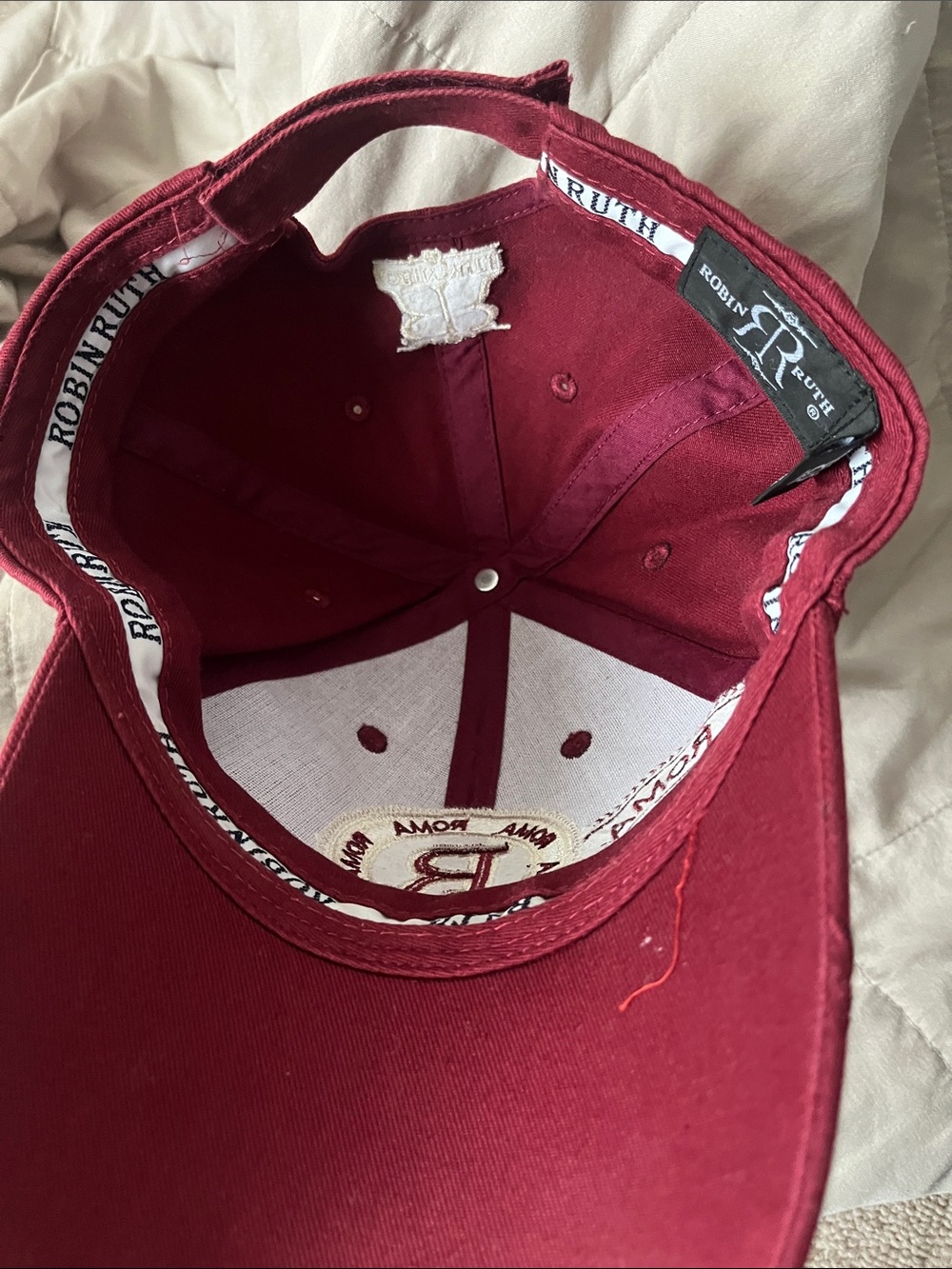 Robin Ruth Burgundy Embroidered Baseball Cap - Picture 4 of 4